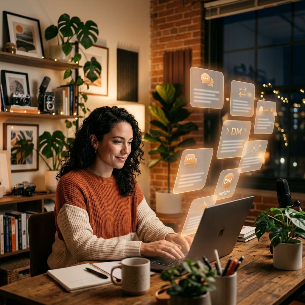 A creative professional curating content and transmitting insights to their audience